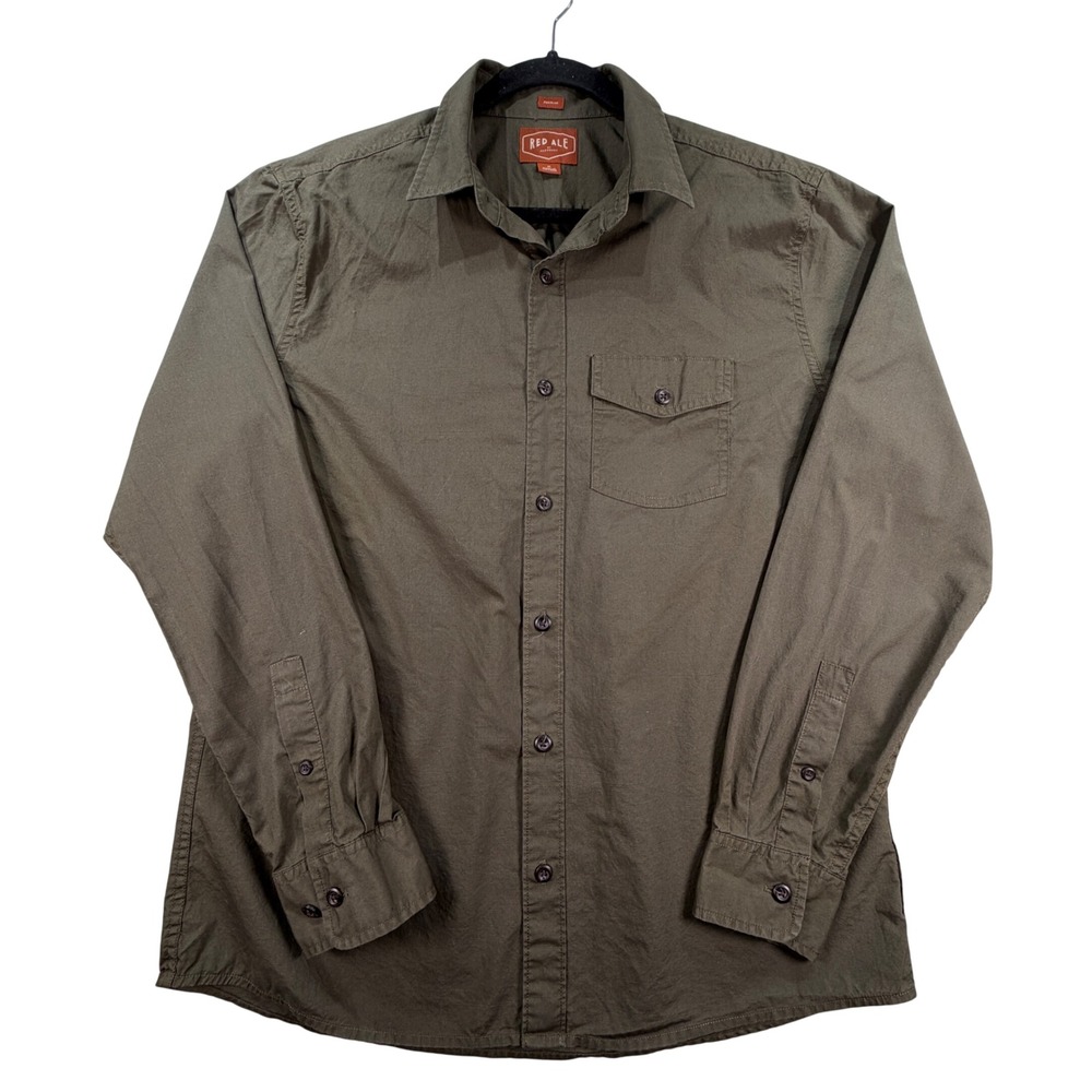 Red Ale Shirt Regular Fit 100% Cotton Slub Medium Olive Green Utility Gorpcore